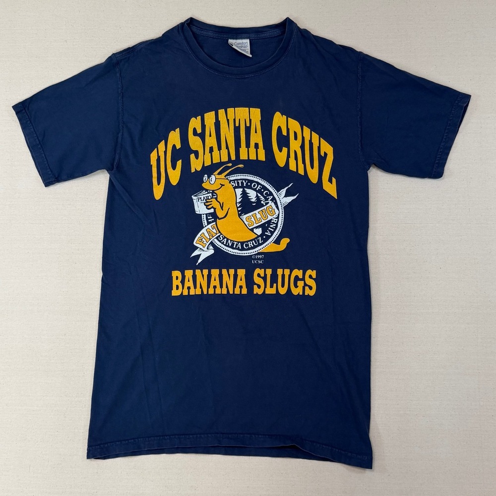 UC Santa Cruz Banana Slugs T-Shirt Navy Blue Small UCSC Tee Pulp Fiction Movie